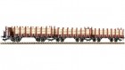 520953 Fleischmann Set of 3 stake cars type R 02 loaded with timber